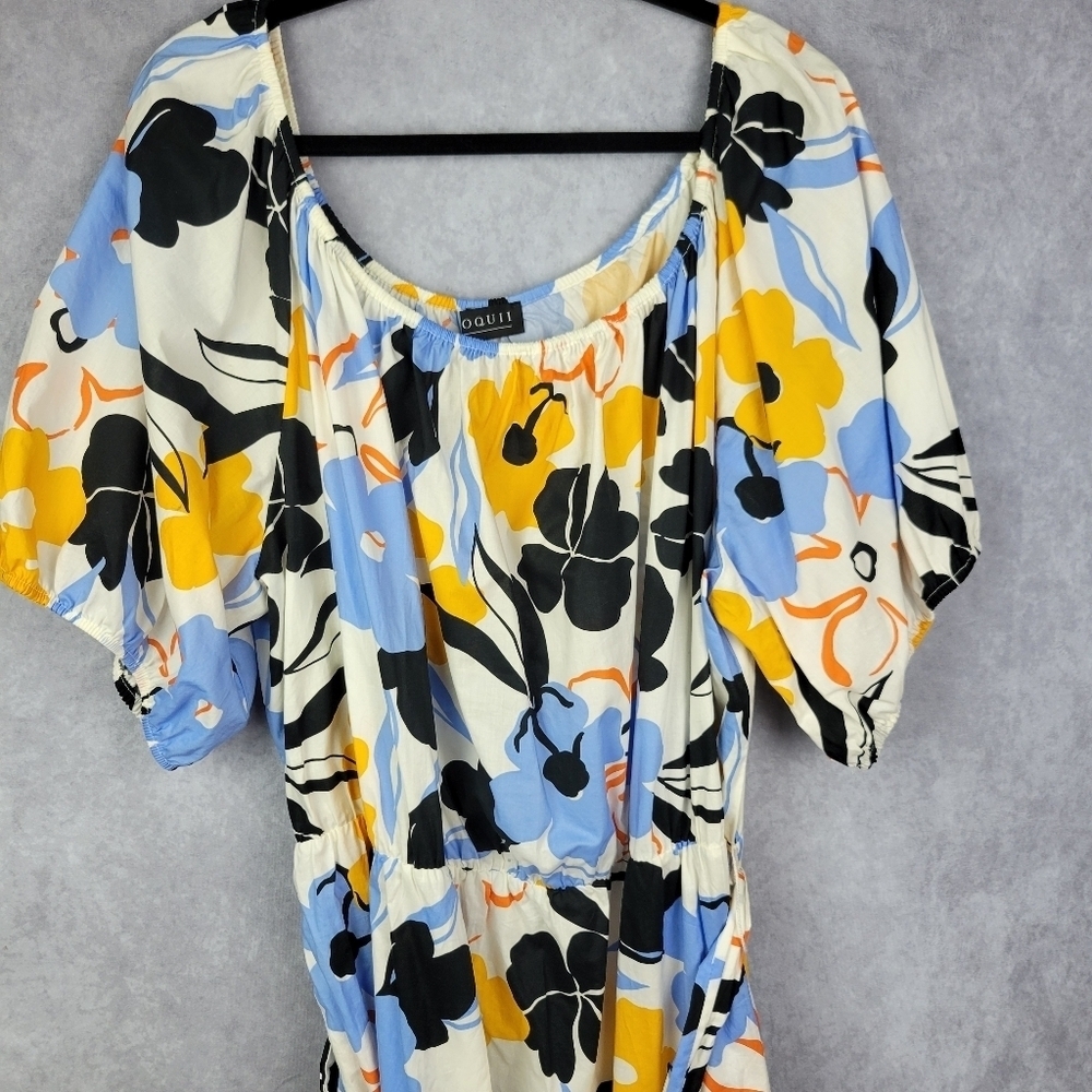 Eloquii Optional‎ Off the Shoulder Maxi/Midi Floral  Summer Cotton Dress Size 28 - Picture 5 of 14